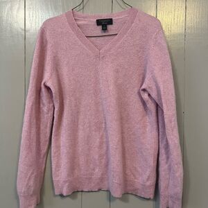 Charter Club Size Large Pink V Neck 100% Cashmere Pullover Sweater
